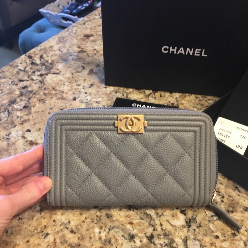 2017 Small Chanel Boy zip wallet